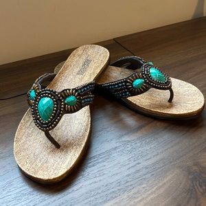 Beaded turquoise sandals